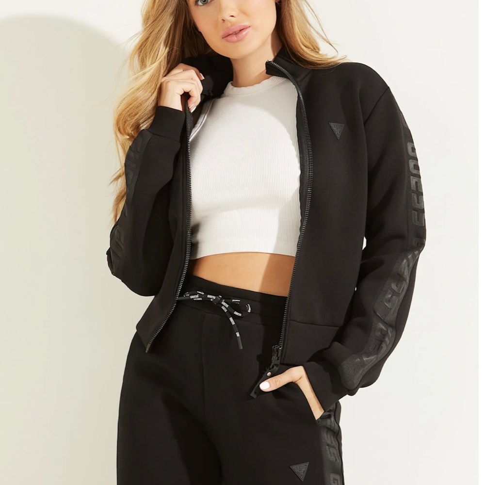Guess Eco Allie Scuba Zip-up Jacket in black size S